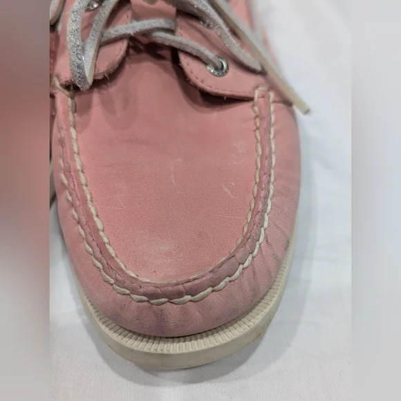 Sperry Top Sider Pink Leather Lace up Boat Deck Shoes Preppy Women’s Size 9 - Picture 4 of 9